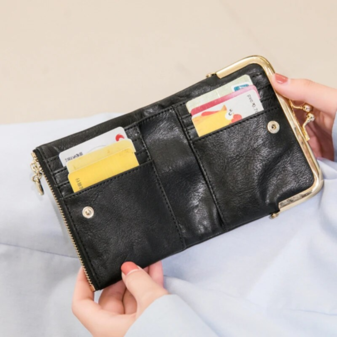 Wallet Purse | Vintage Kiss Lock Small PU Leather