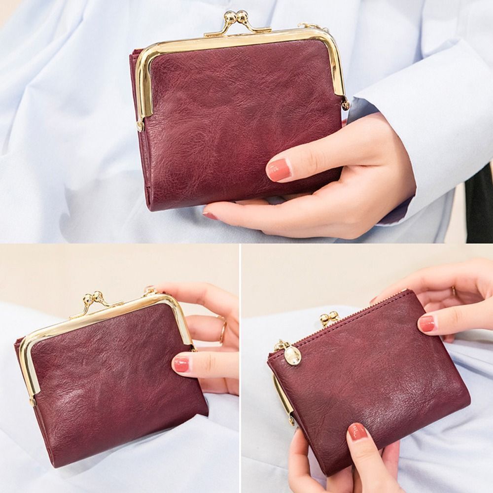 Wallet Purse | Vintage Kiss Lock Small PU Leather