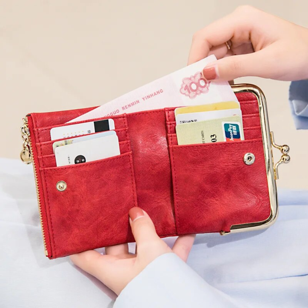 Wallet Purse | Vintage Kiss Lock Small PU Leather
