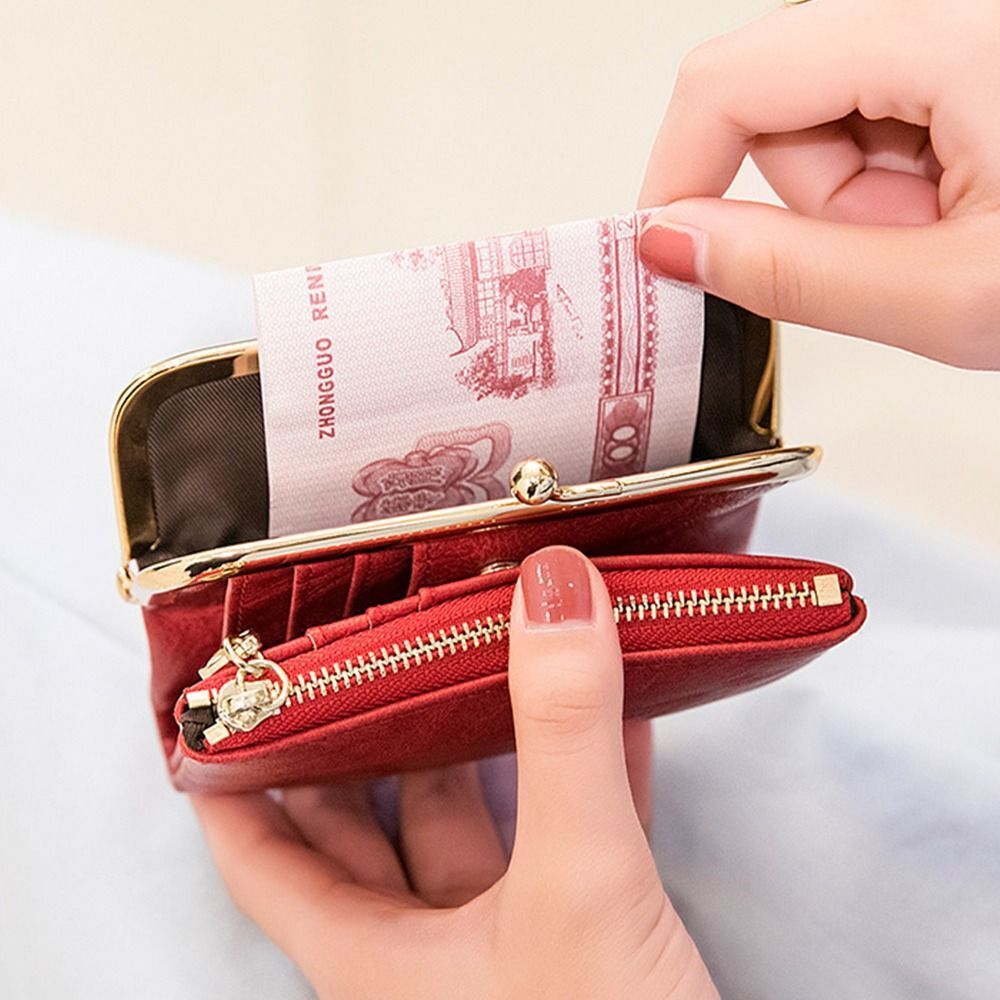 Wallet Purse | Vintage Kiss Lock Small PU Leather