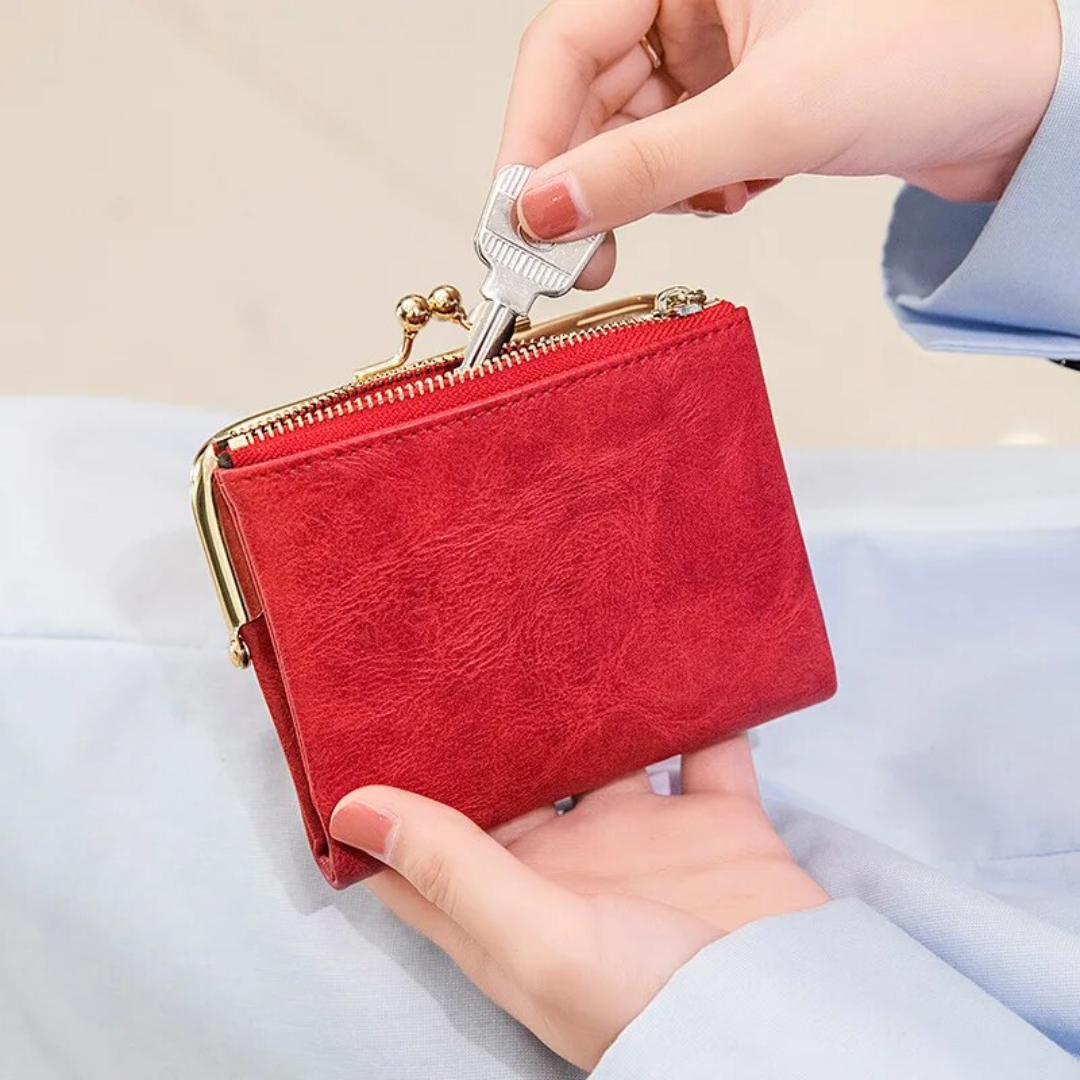 Wallet Purse | Vintage Kiss Lock Small PU Leather