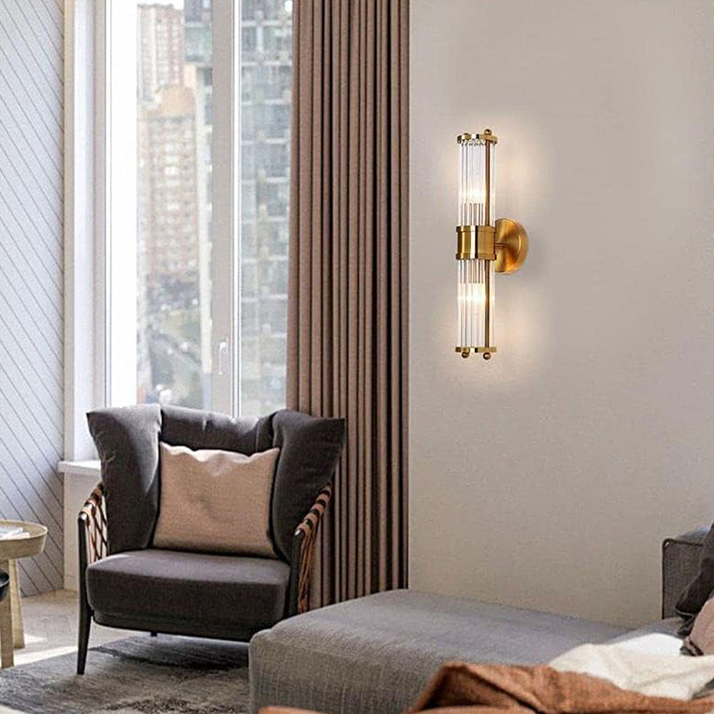 Aplique de pared LED de cristal dorado para interiores