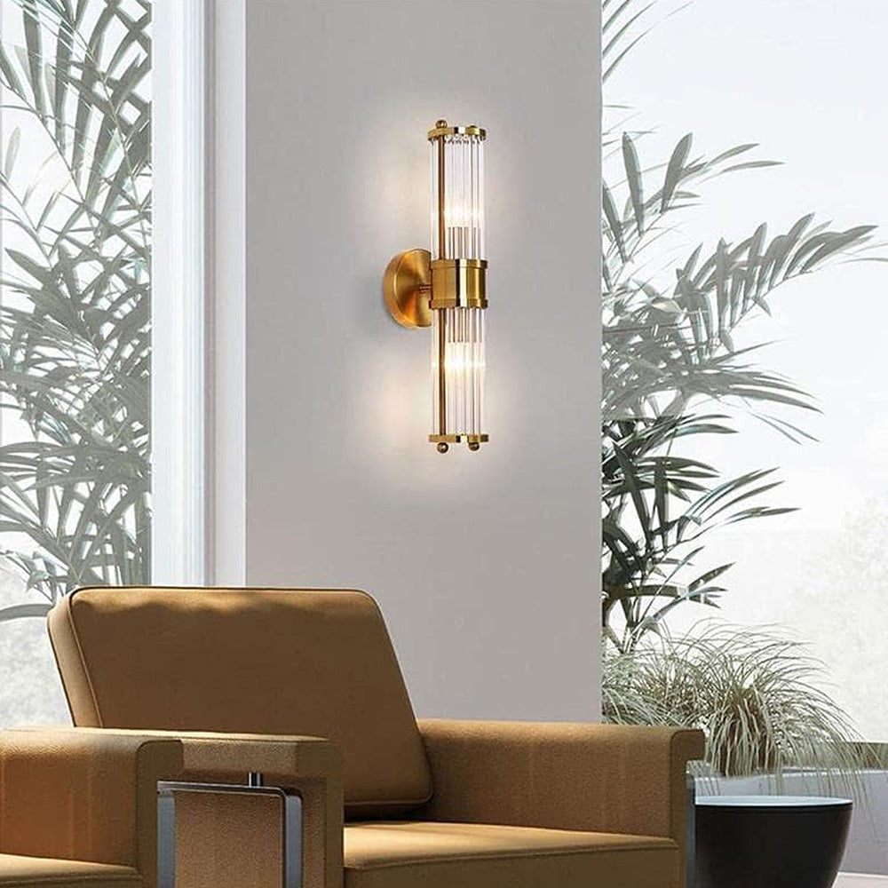 Aplique de pared LED de cristal dorado para interiores