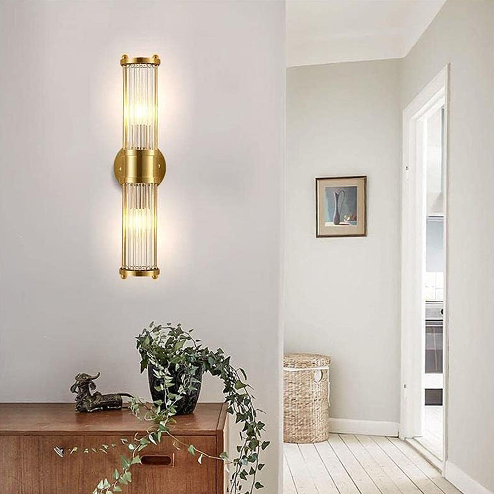 Aplique de pared LED de cristal dorado para interiores
