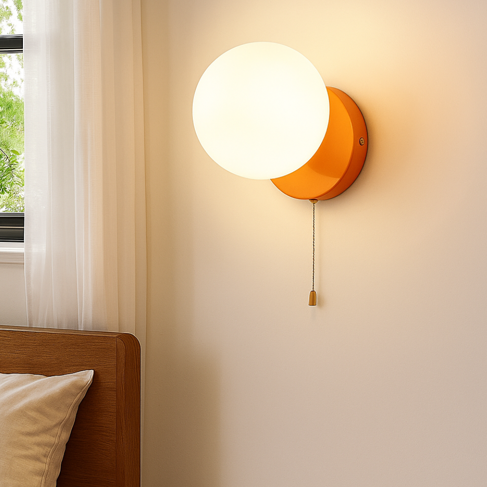 Aplique de pared moderno con globo de vidrio luz LED para interiores