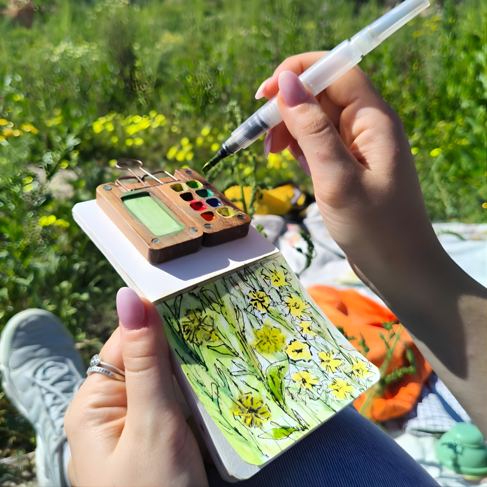 Set de viaje de acuarelas Kit de arte portátil Pinturas premium compactas