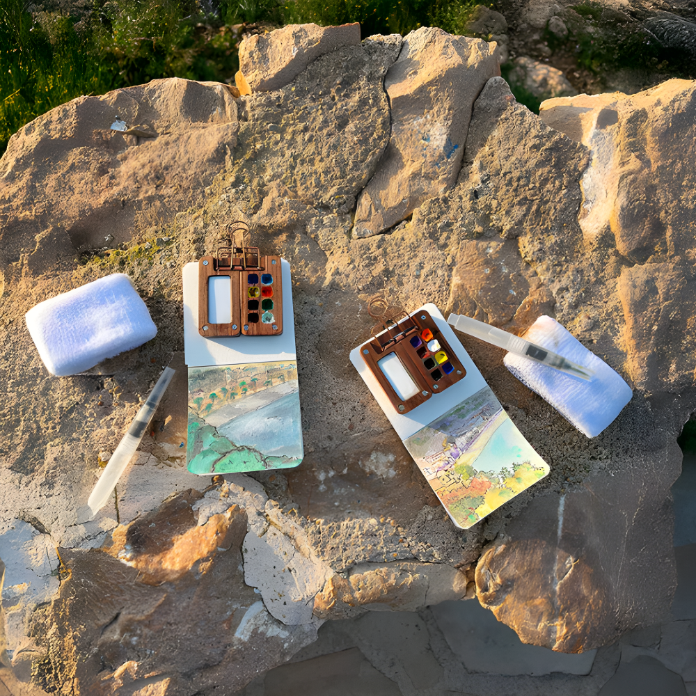 Set de viaje de acuarelas Kit de arte portátil Pinturas premium compactas