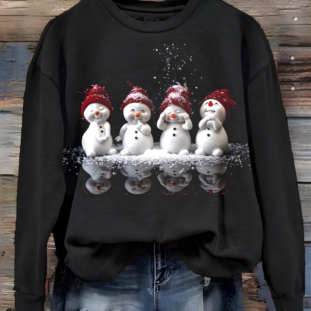 Sudadera de mujer con muñeco de nieve de Navidad, suéter cómodo de invierno