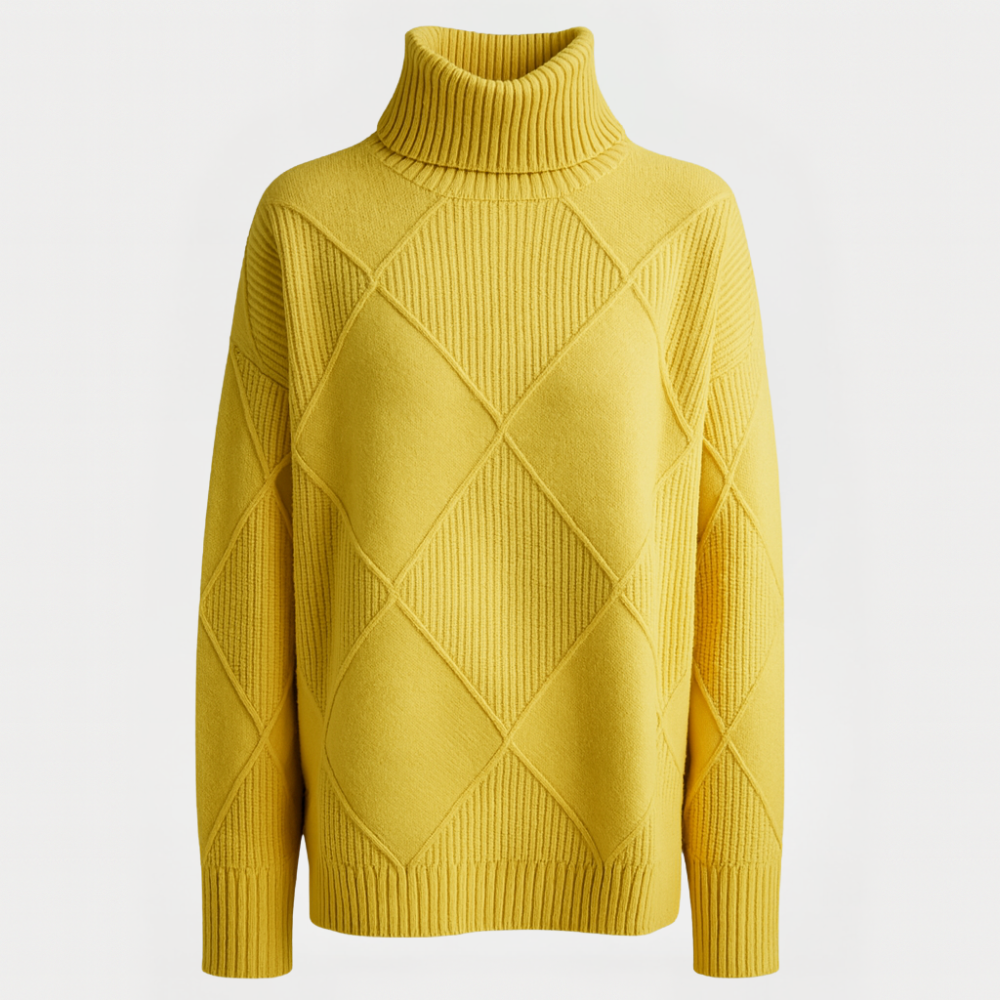 Suéter de cuello alto de punto para mujer, manga larga, oversize