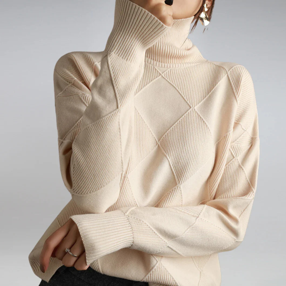 Suéter de cuello alto de punto para mujer, manga larga, oversize