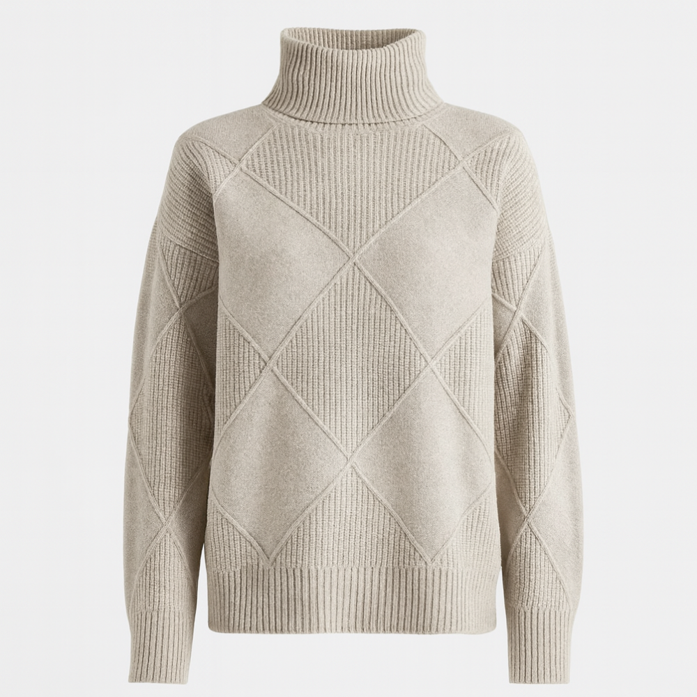 Suéter de cuello alto de punto para mujer, manga larga, oversize