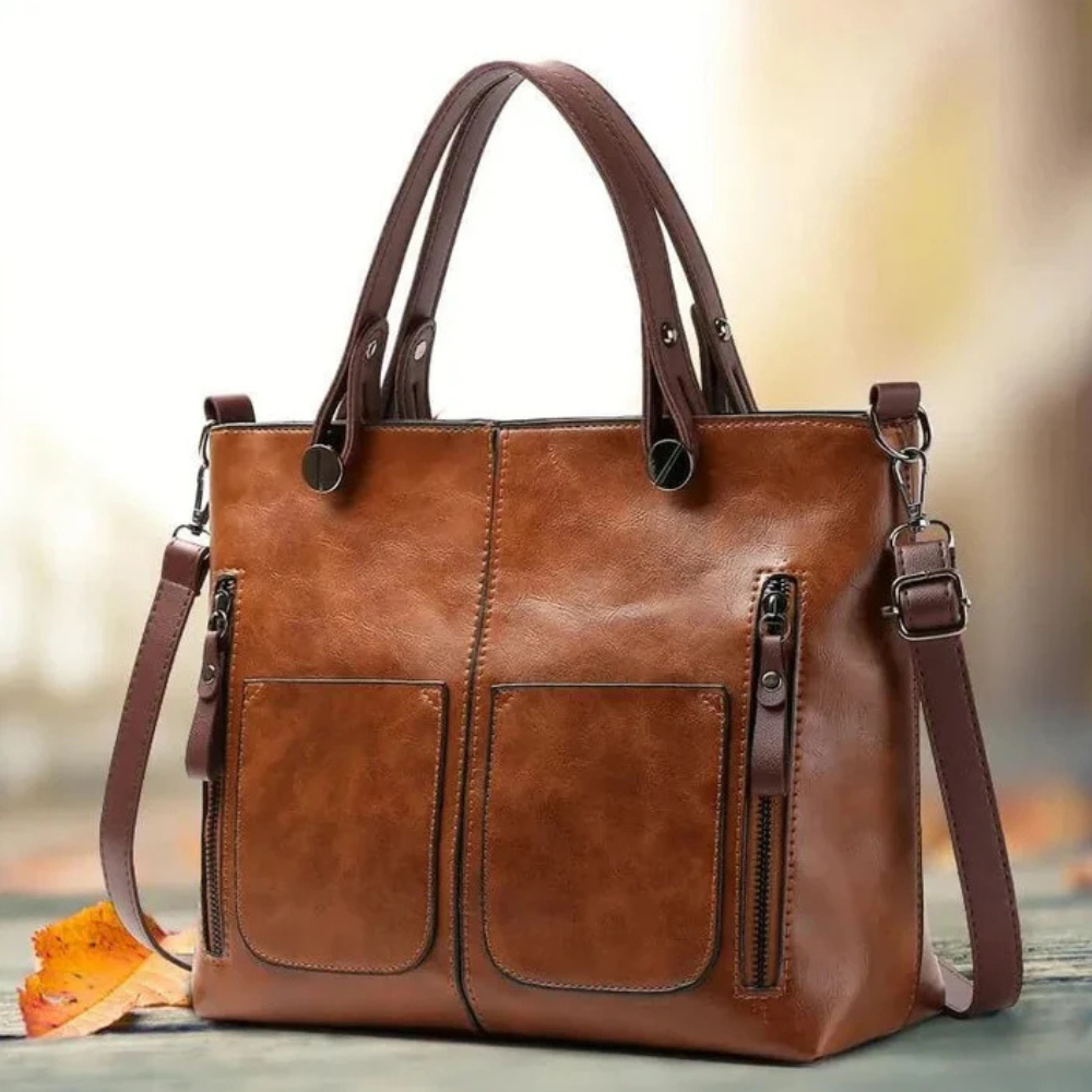 Women’s Leather Tote Handbag Shoulder Crossbody Multi Compartments