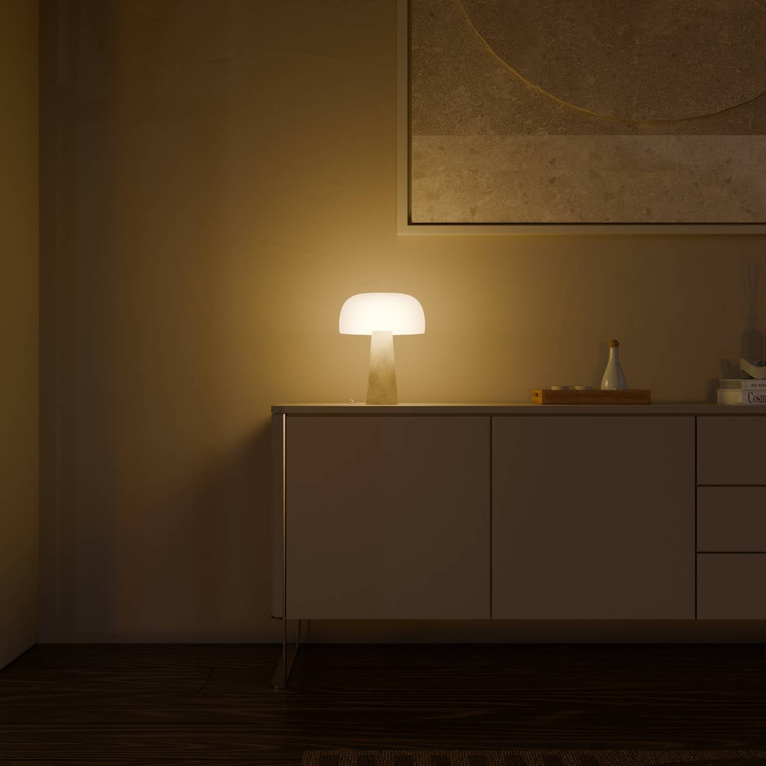 Bedside Lamps Travertine Base Opal Glass Shade