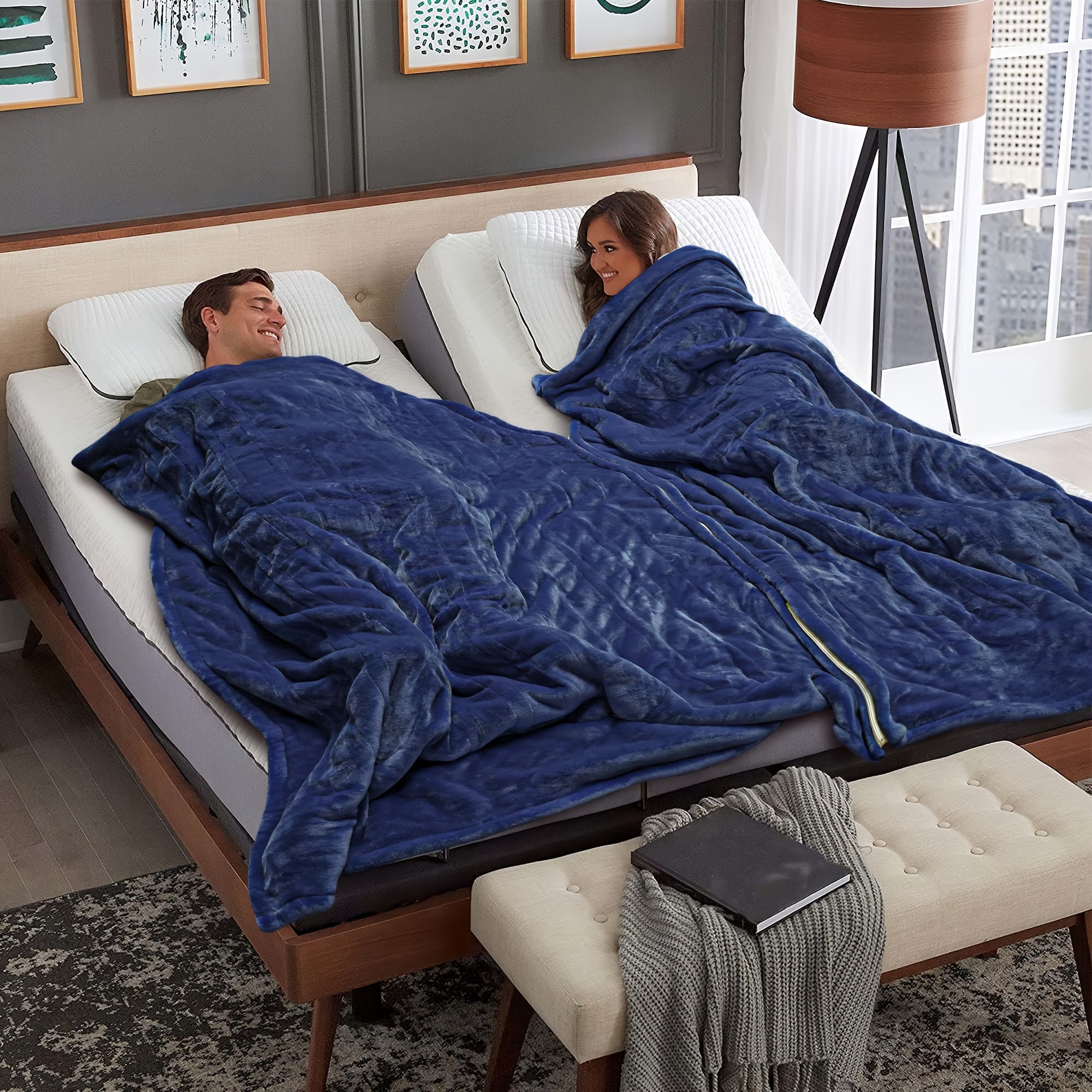 Coperta Elettrica in Flanella Riscaldata Lavabile con Timer Plaid