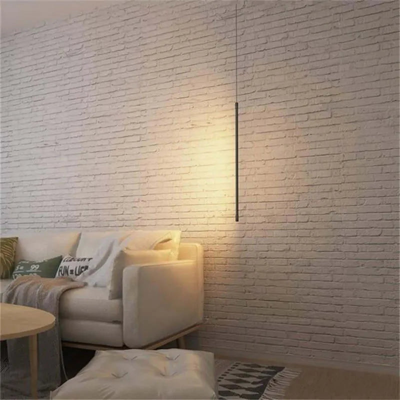 Lampada a sospensione sottile in metallo nero per camera da letto