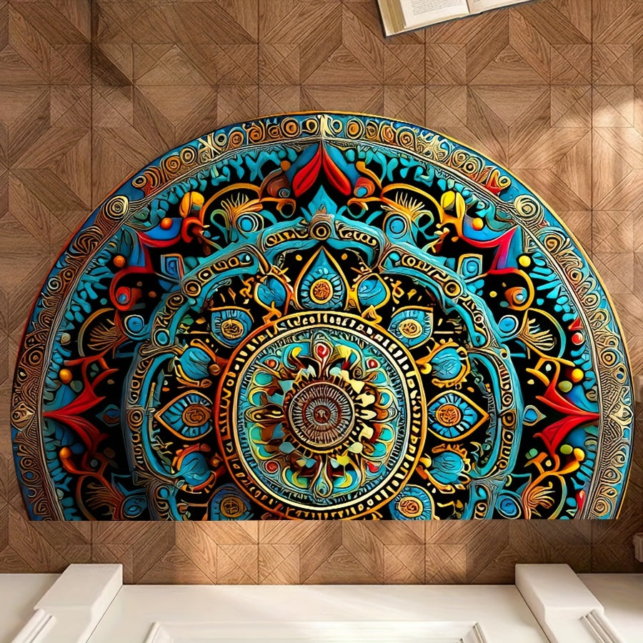 Felpudo medio círculo con diseño de mandala