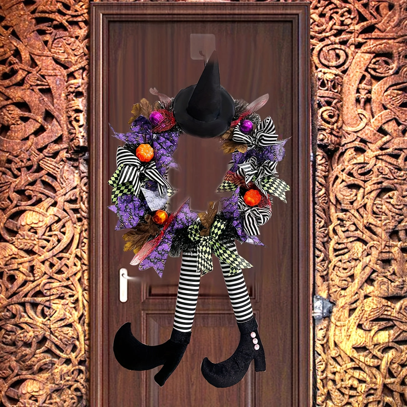 Halloween Whimsical Witch Legs Wreath | Festive Front Door Decor