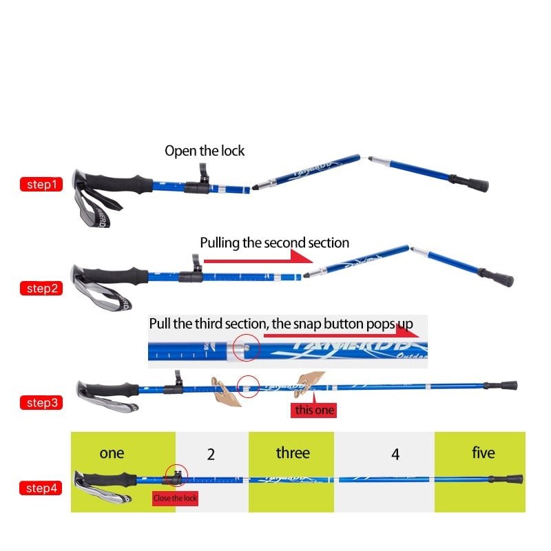 Hiking Poles Lightweight Foldable Aluminium Support