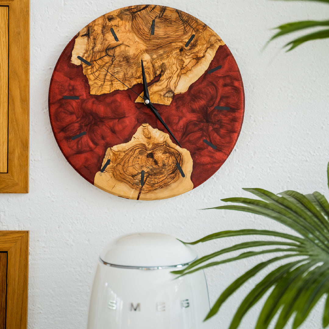 Rustic Wood Resin Wall Clock
