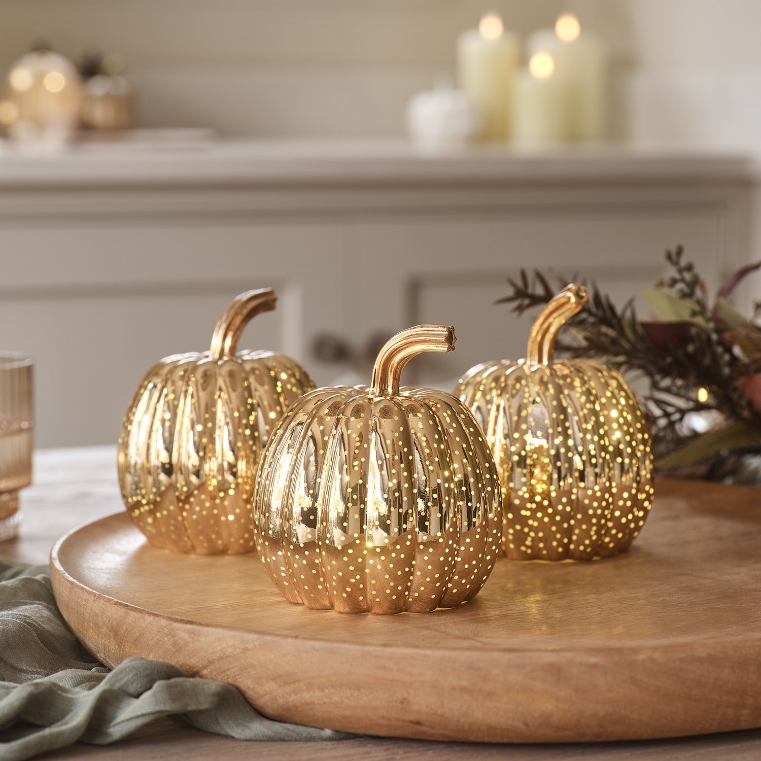 Set di luci LED zucca di vetro per decorazioni di Halloween