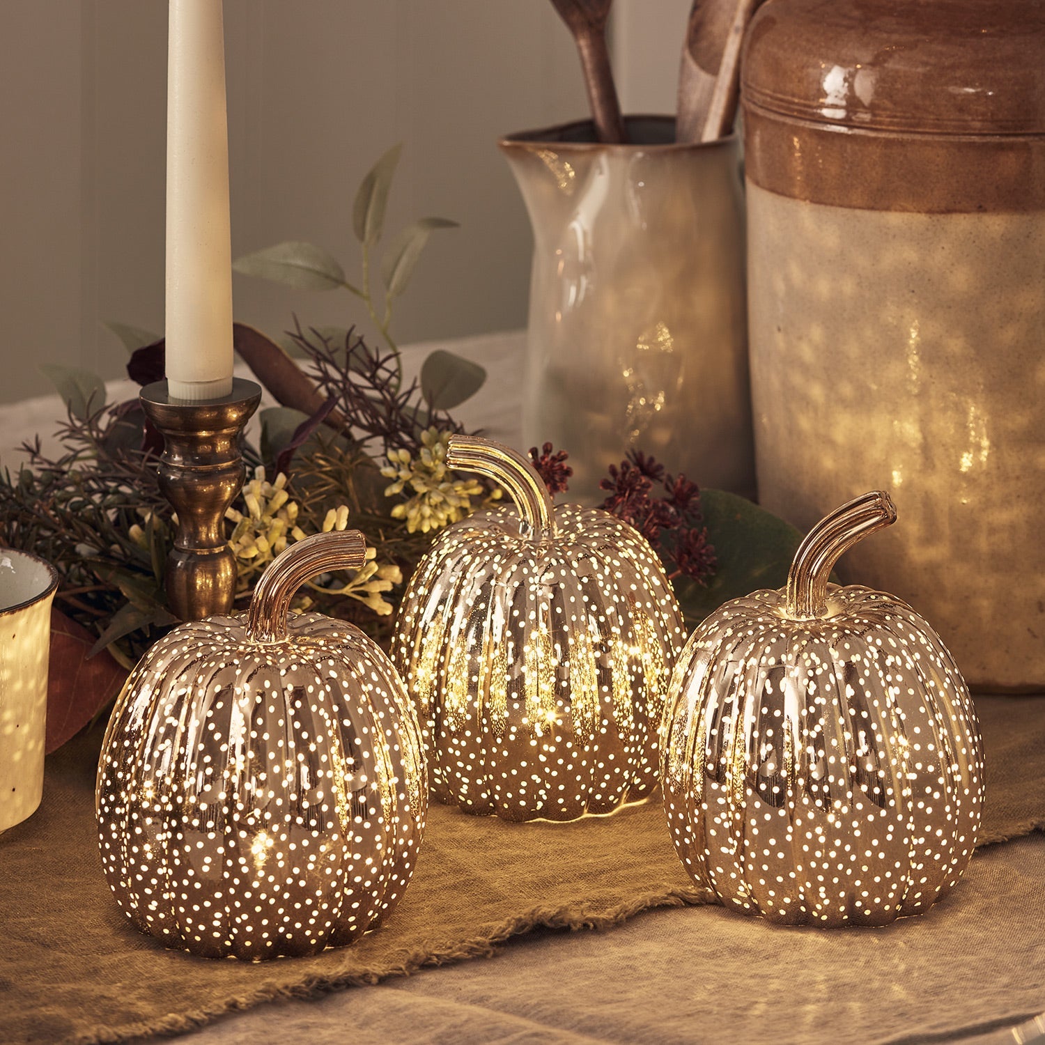 Set di luci LED zucca di vetro per decorazioni di Halloween