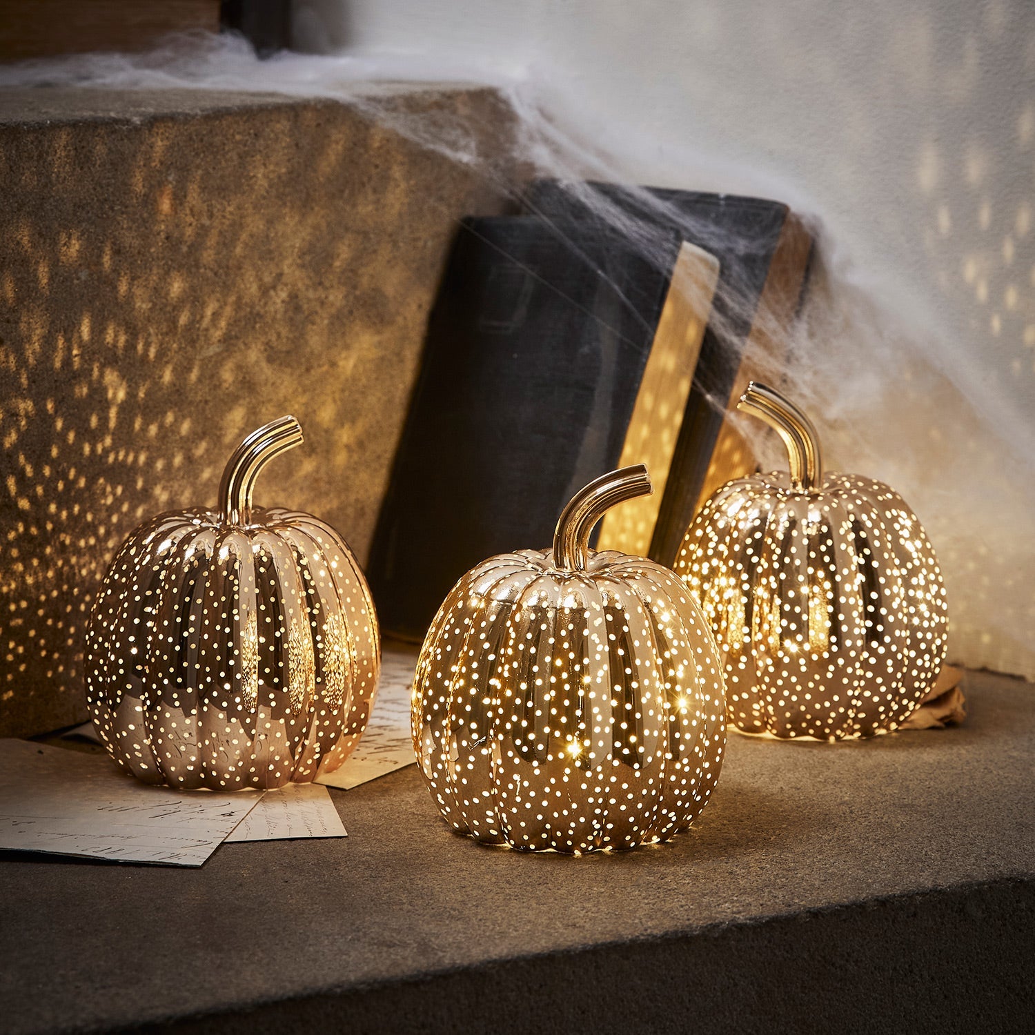Set di luci LED zucca di vetro per decorazioni di Halloween