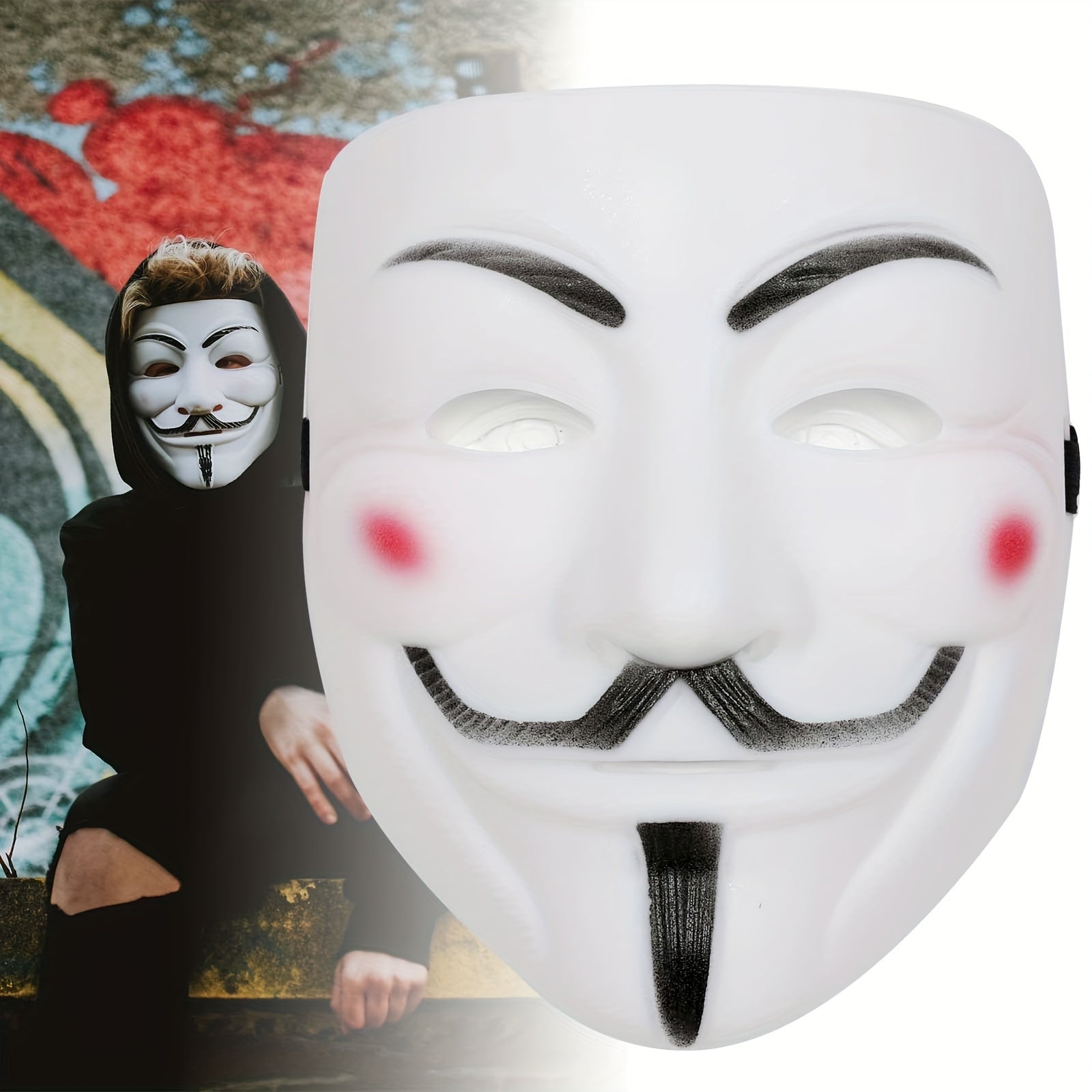 Men’s Full Face Plastic Halloween Mask | Anonymous Cosplay