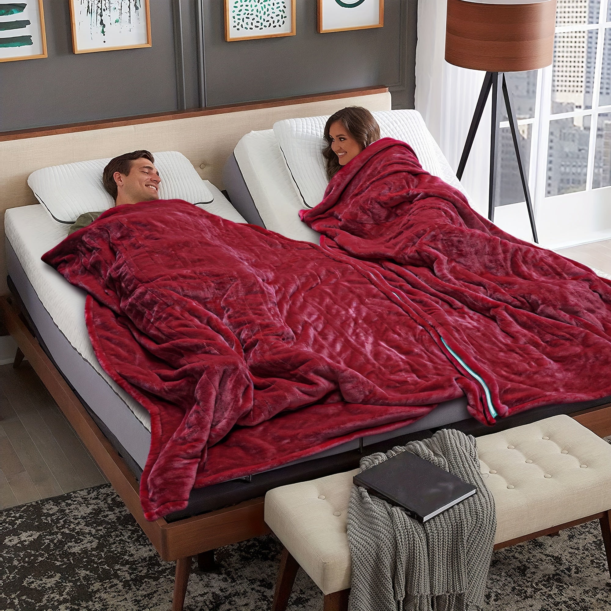 Coperta Elettrica in Flanella Riscaldata Lavabile con Timer Plaid