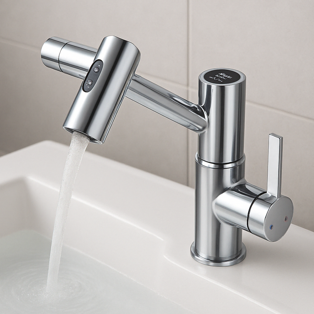 Bathroom Tap Black Modern Mixer with LED Display