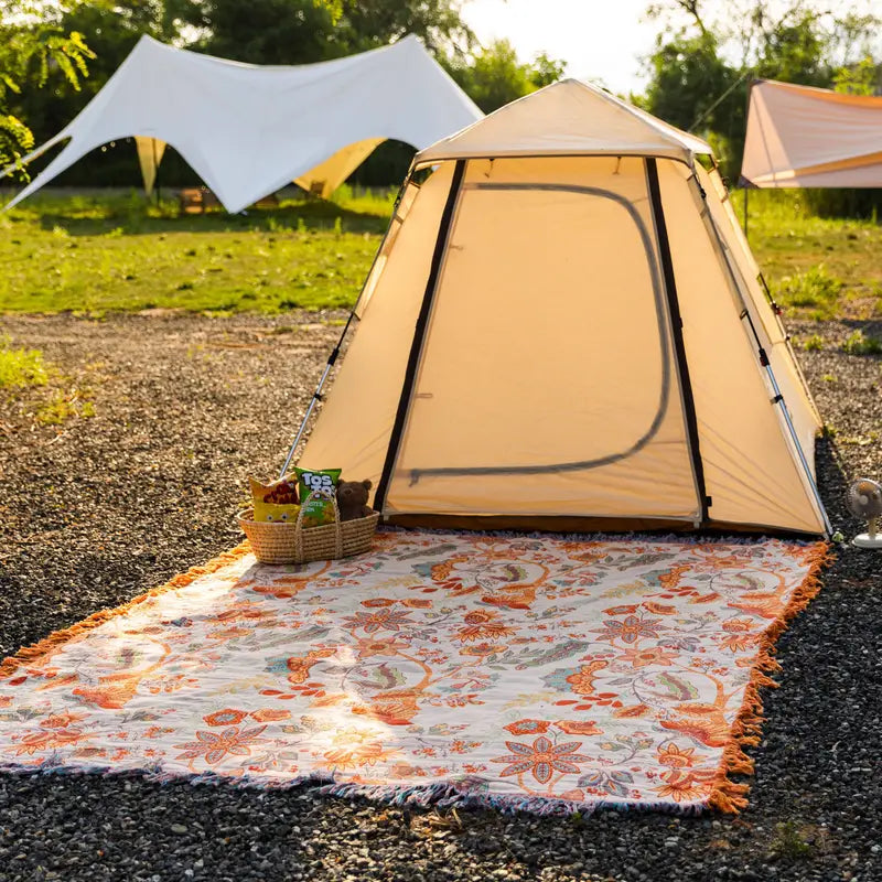 Bohemian Cotton Floral Blanket Throw