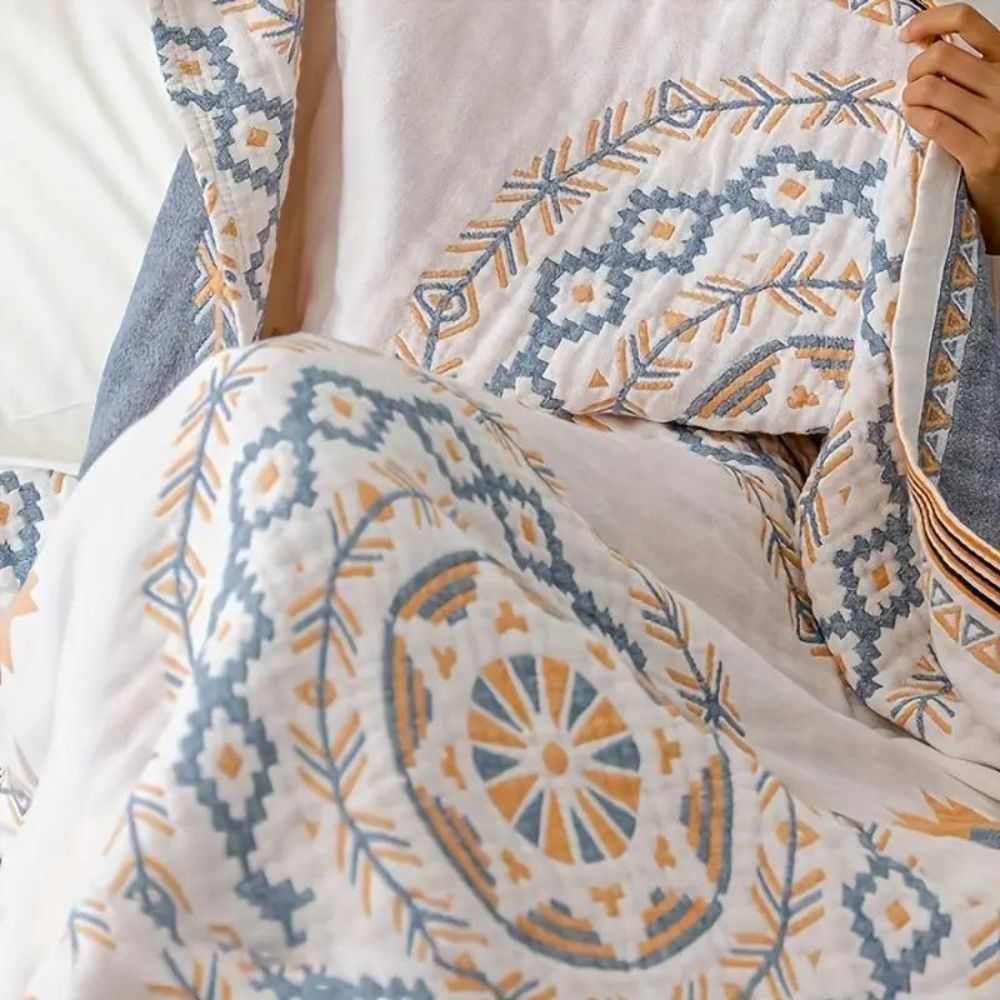 Coperta Boho con Mandala di Cotone