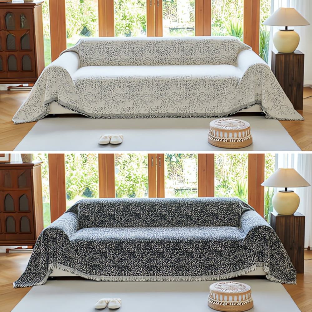 Housse de canapé en coton bohème moderne réversible