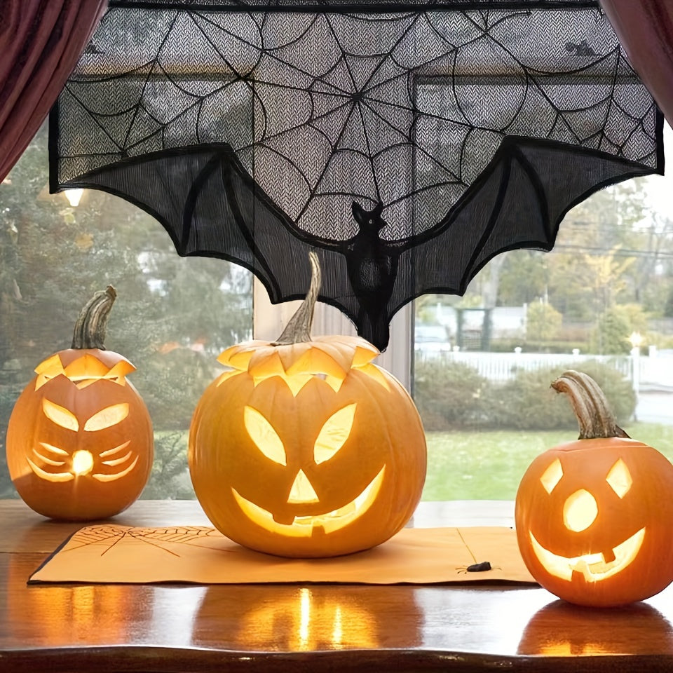 Bieżnik na stół czarna koronka dekoracja halloweenowa