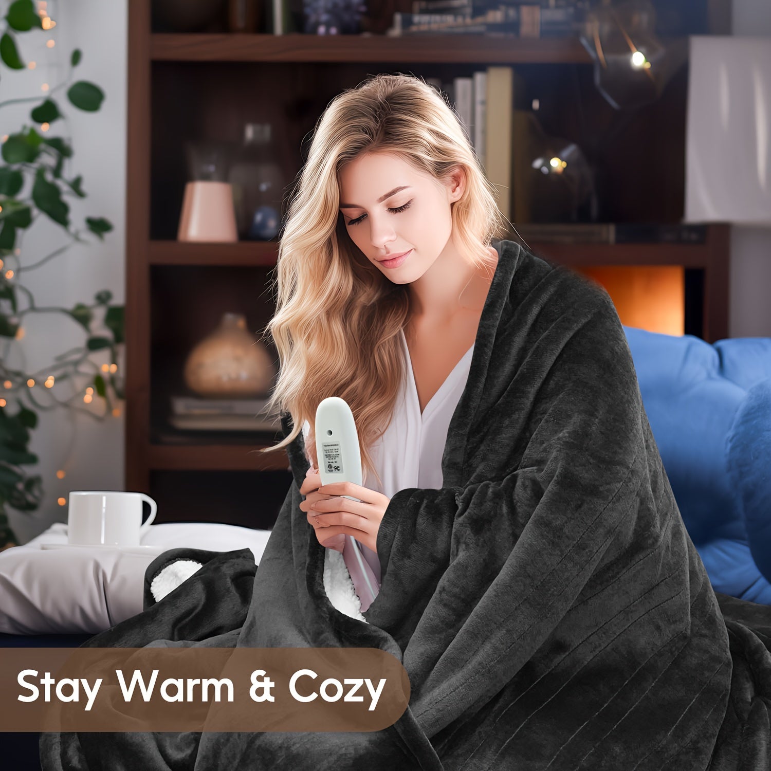 Coperta Elettrica in Flanella Riscaldata Lavabile con Timer Plaid