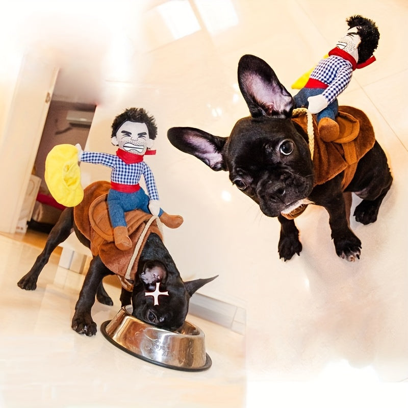 Lustiges Reiter-Hund-Halloween-Kostüm | Plüschsattel-Outfit