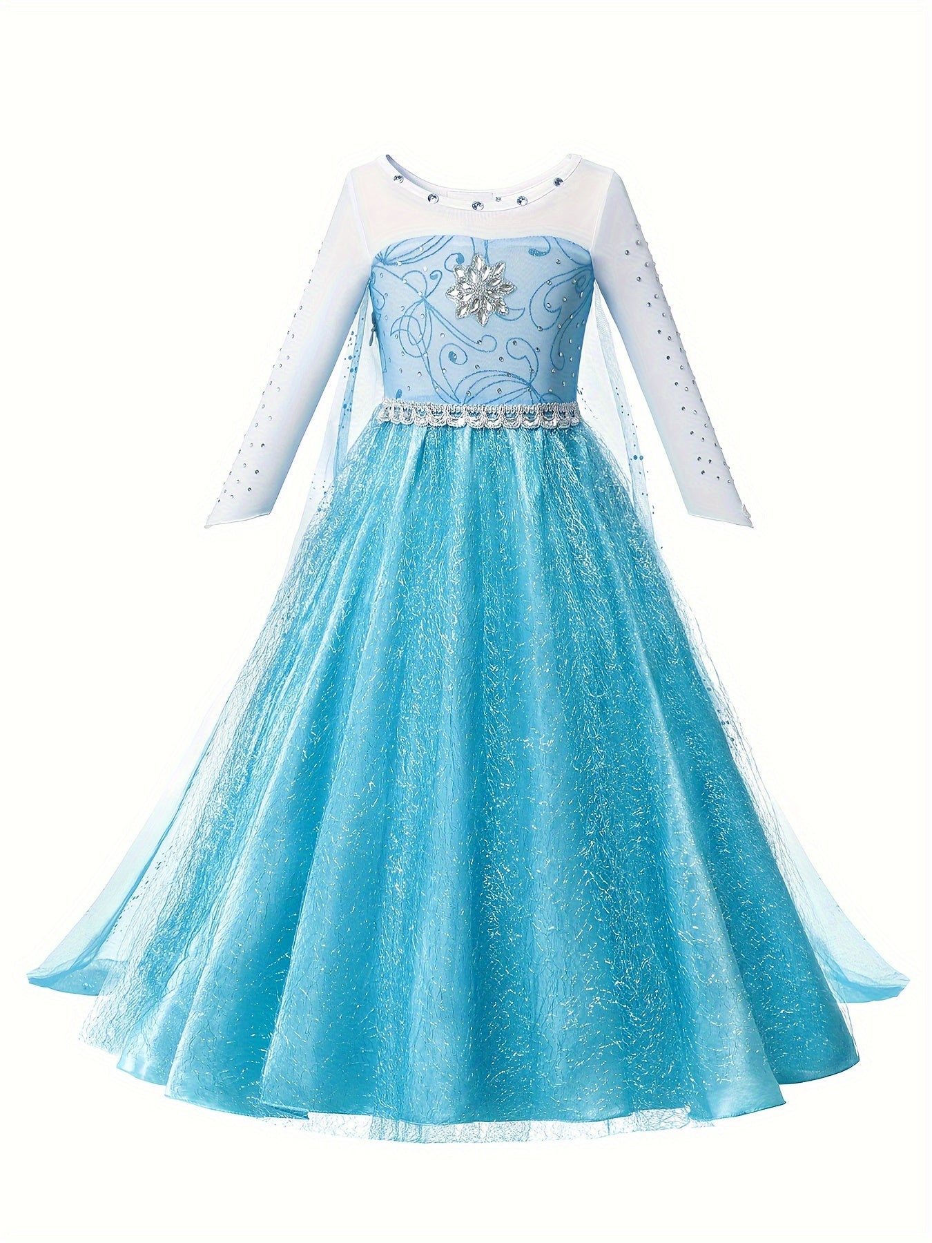 Mädchen Glitzer Langarm Halloween Prinzessin Kostüm Kleid | Maxi