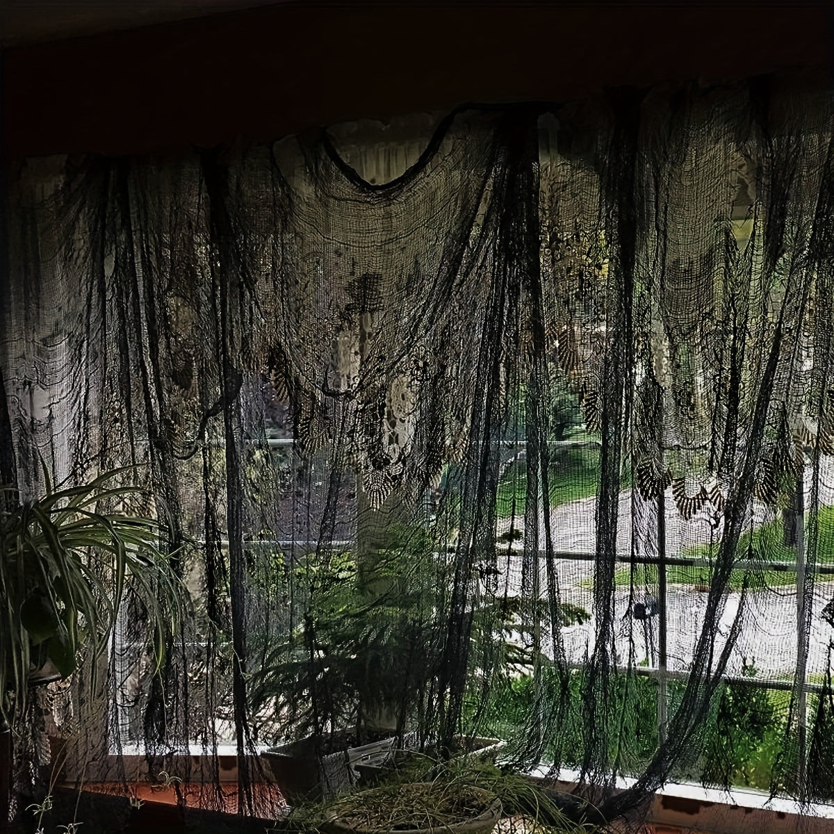 Decoración colgante de tela negra de poliéster para Halloween
