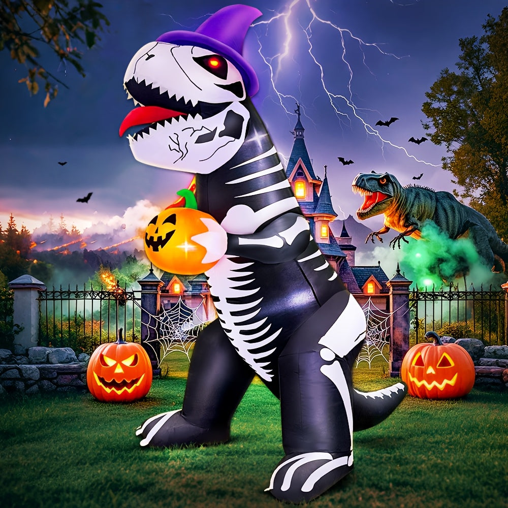 Halloweenowy gigantyczny dmuchany szkielet dinozaura | świecąca dekoracja ogrodowa