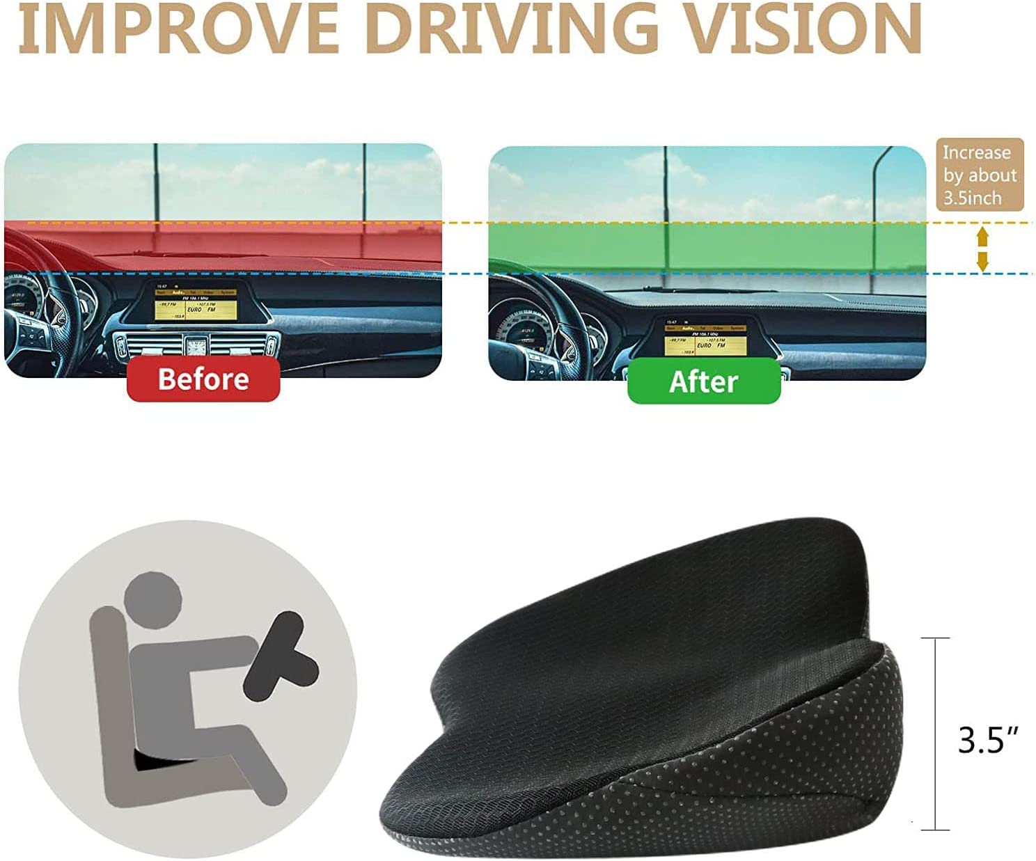 Car Seat Cushion with Memory Foam Support