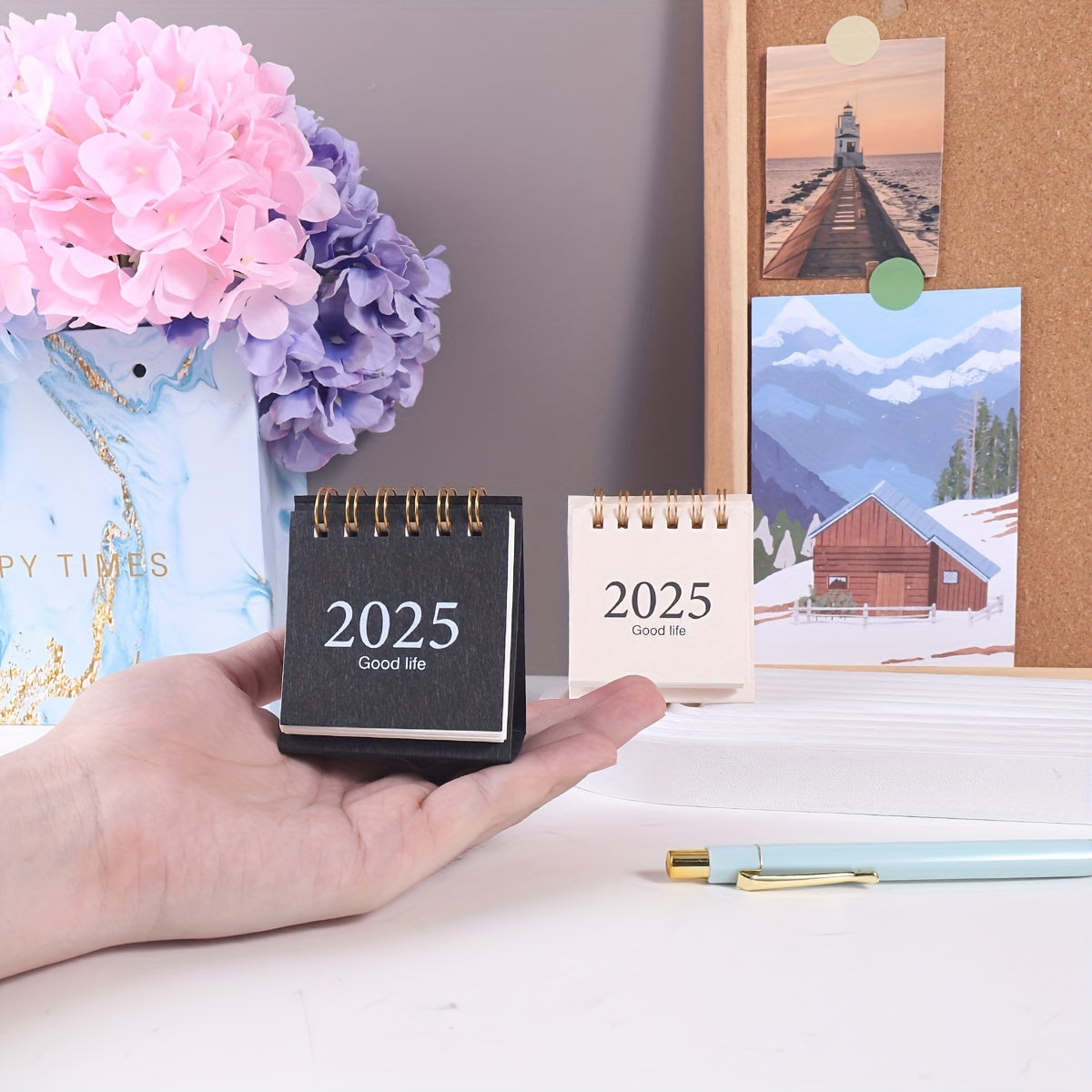 Calendario de escritorio con soporte espiral planificador