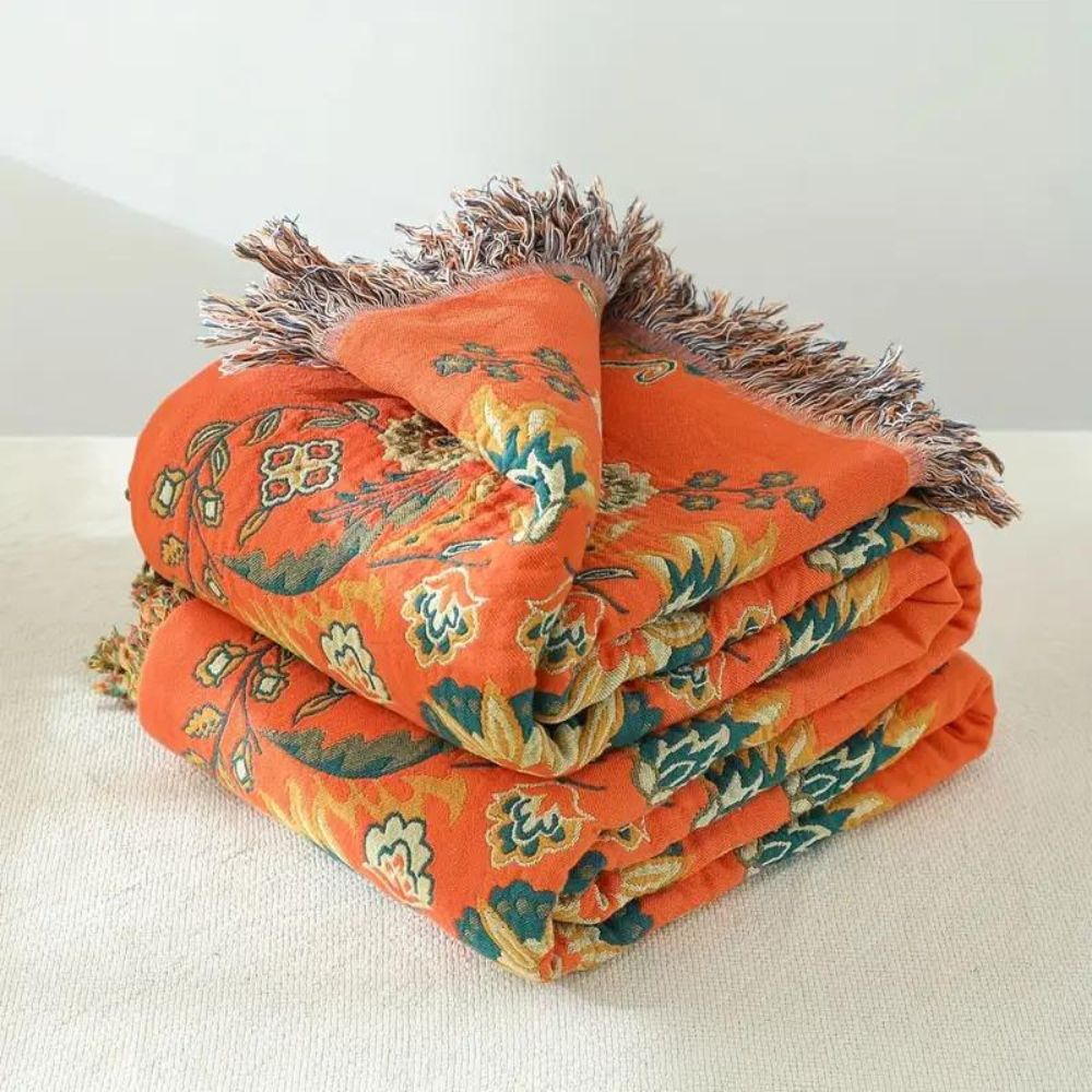 Baumwoll-Wendedecke mit Blumenmuster