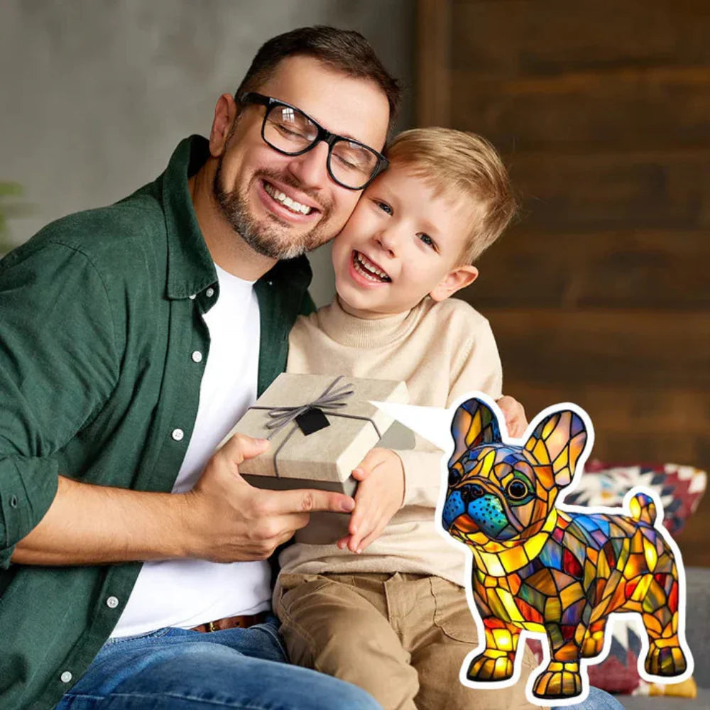 Lampa stołowa z witrażem pies Zwierzę Światło domowy wystrój