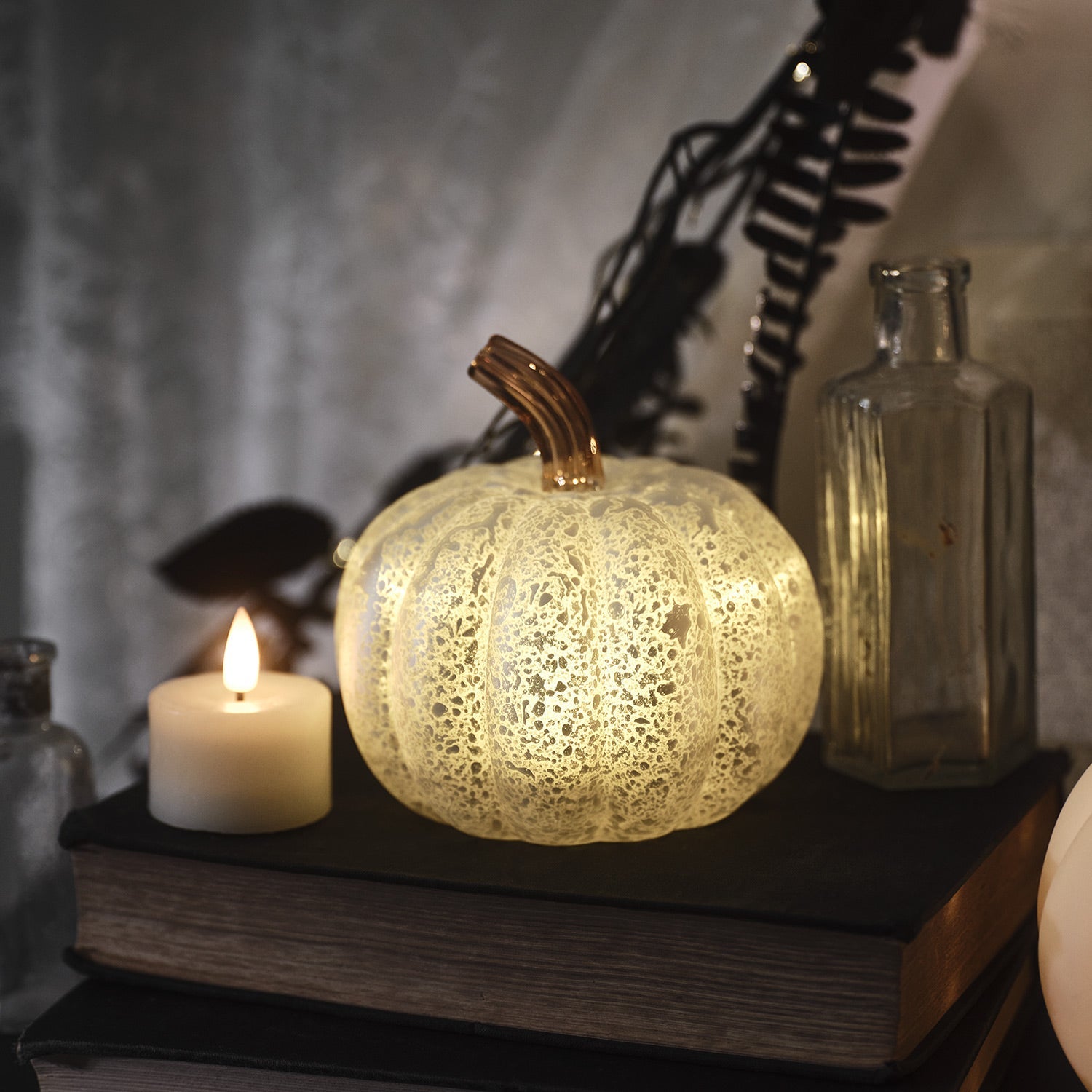 Decorazioni di Halloween Zucca di Vetro con Luce LED