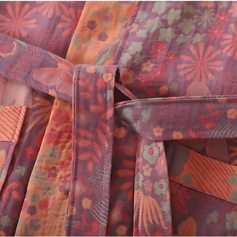Albornoz ligero de algodón | Kimono estampado para estar en casa
