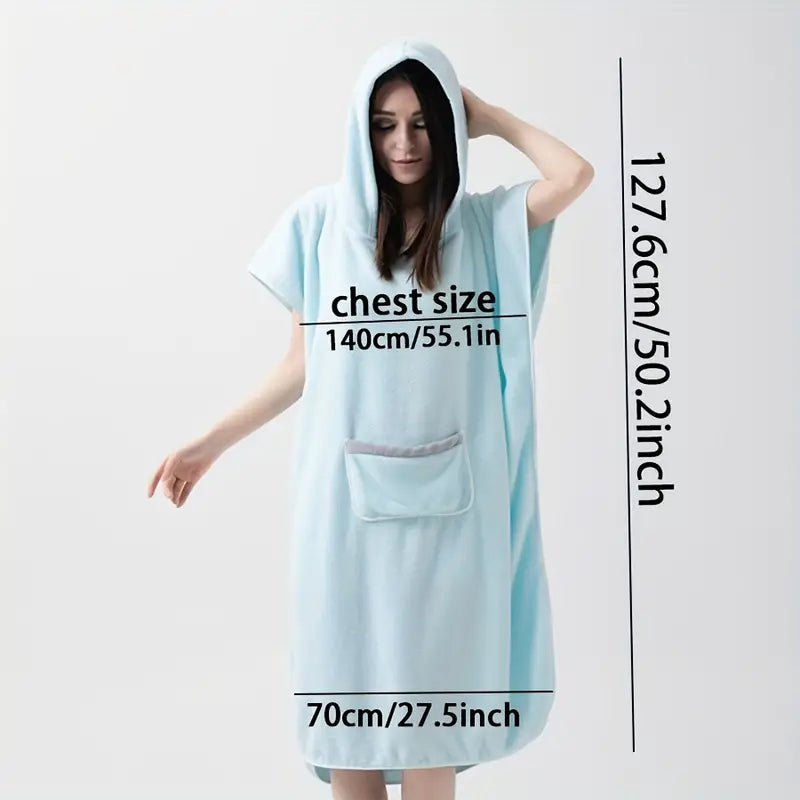 Hooded Bathrobe Poncho | Quick Dry Towel Loungewear
