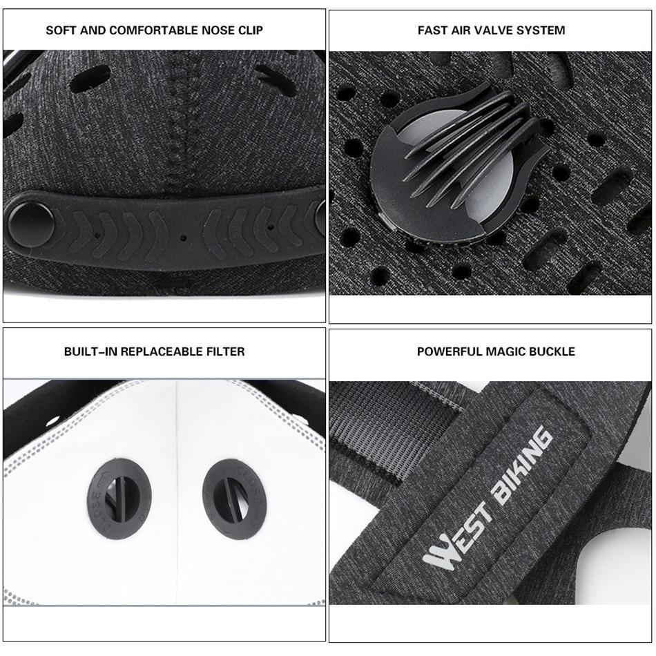 Maschera facciale traspirante in neoprene anti-inquinamento