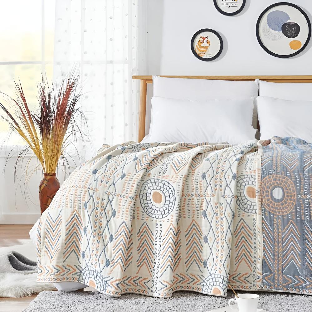 Cotton Reversible Blanket Soft Decorative Throw