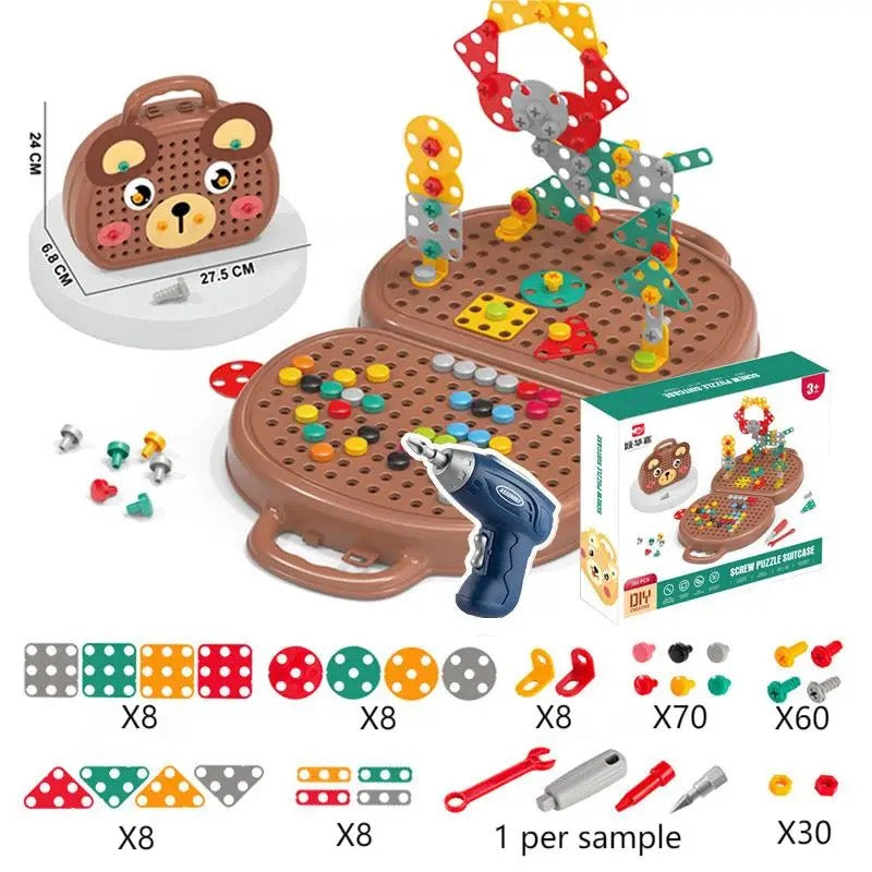 Kids Wooden Construction Toy Set