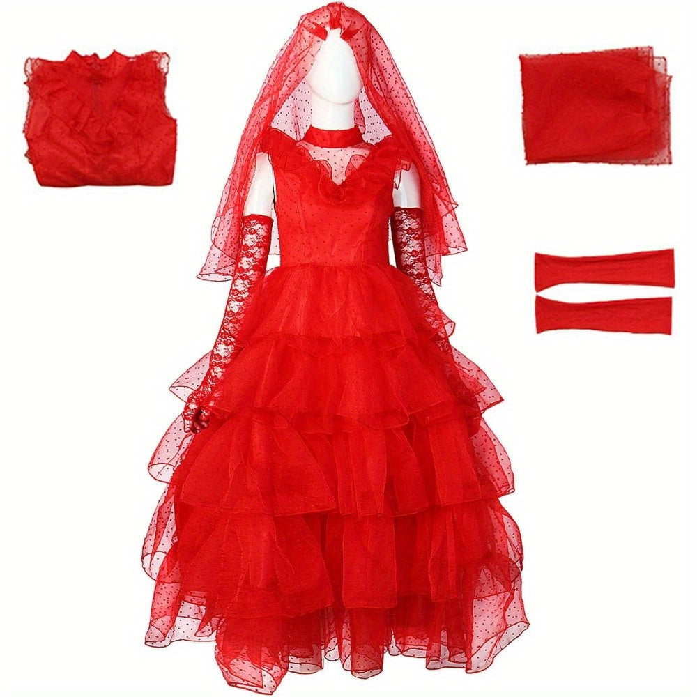 Damen Gothic Halloween Filmkostüm Kleid | Spitzen Maxi