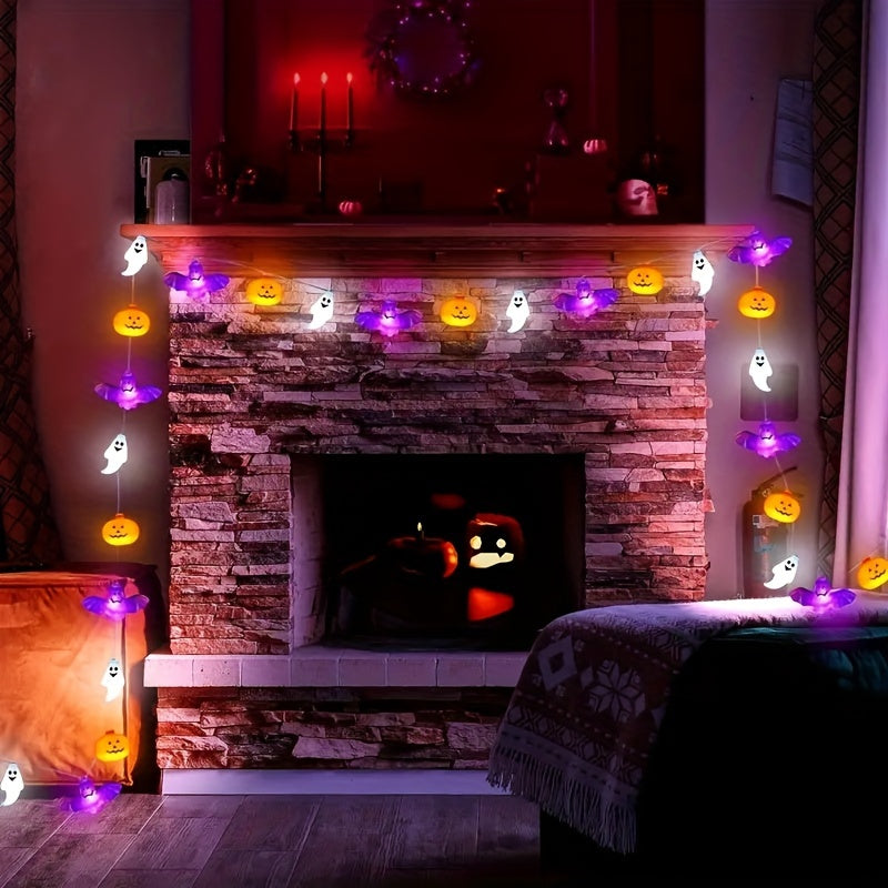 Halloweenowe lampki na baterie w kształcie dyni na sznurku